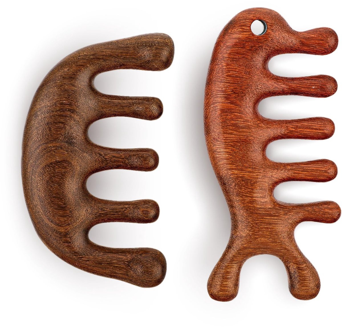 SolidKeus - Set van 2 Houten Hoofdmassagers en Brede Kam voor Ontspanning