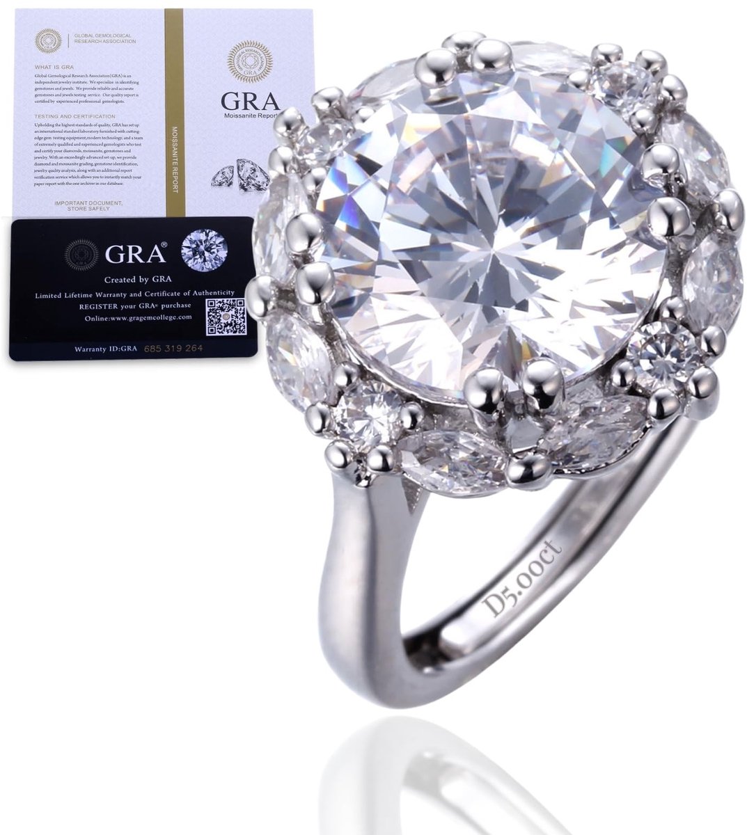 SolidKeus - Luxe Moissanite Ring voor Vrouwen 5 Carat