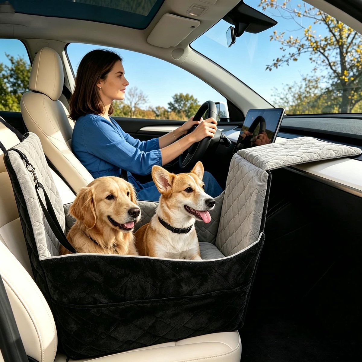 SolidKeus - Verhoogde Hondenzit voor Auto, Geschikt voor Kleine en Middelgrote Honden