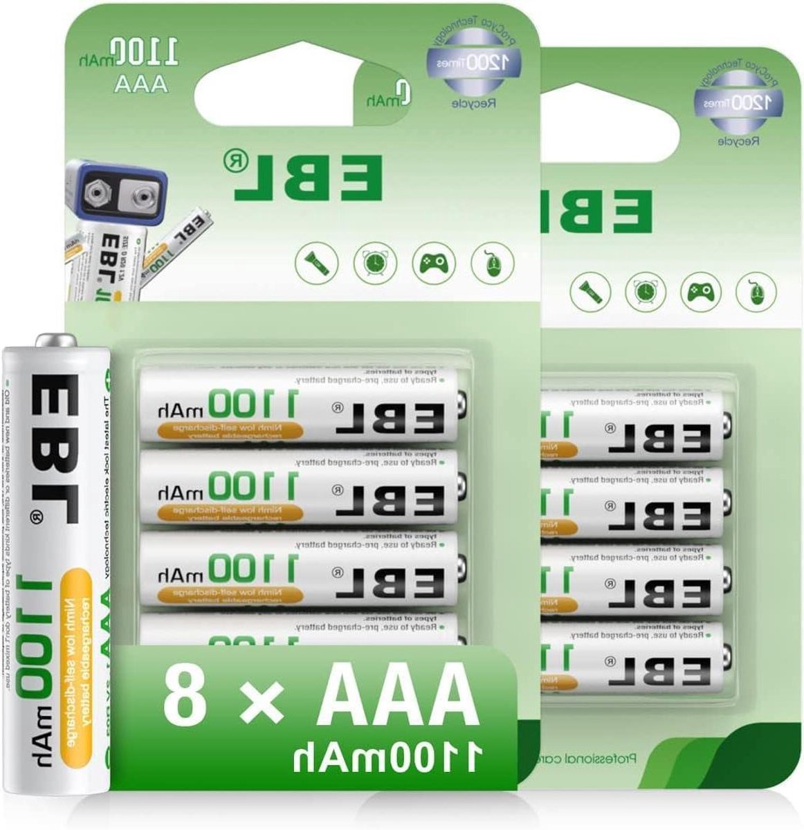 Oplaadbare Batterijen - Triple A - Apparaten Voeden - Lage Zelfontlading - 8 Stuks - Zilver