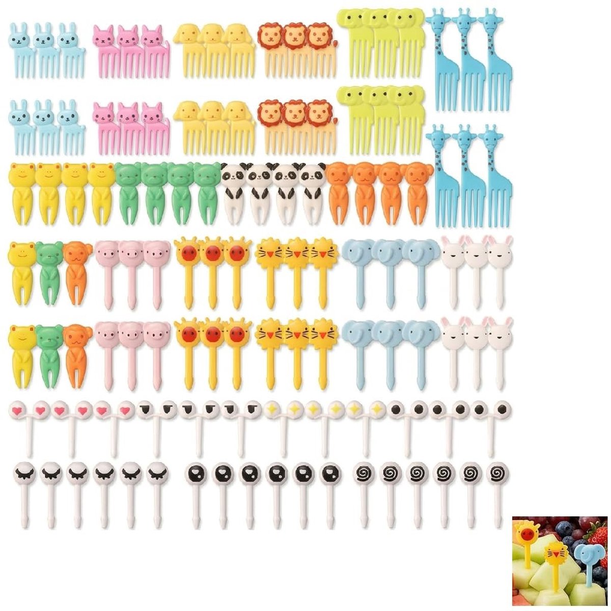 SolidKeus - 120-delige Mini Fruit Forks voor Kinderen, Herbruikbaar en Kleurrijk