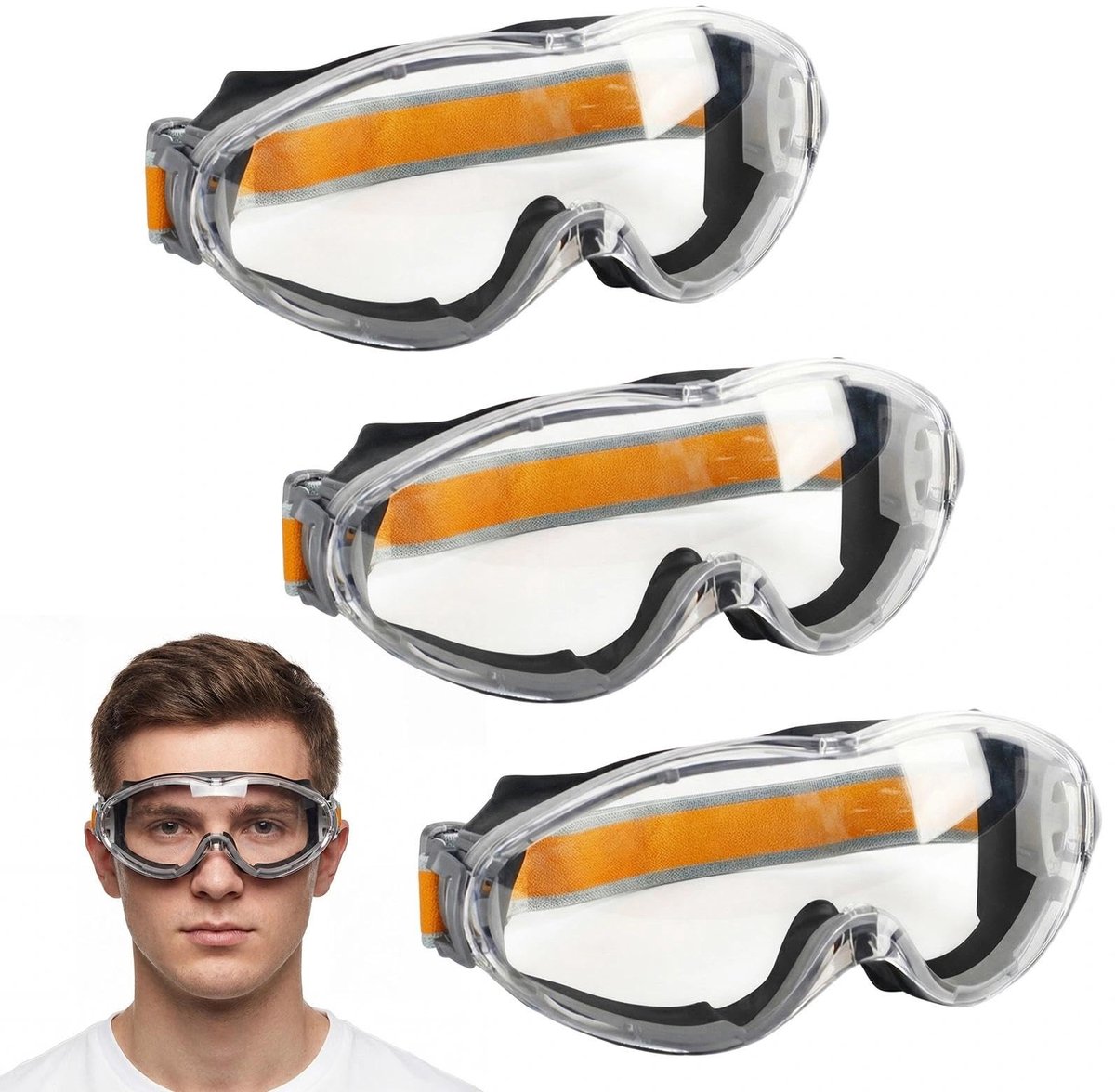 SolidKeus - Set van 3 Veiligheidsbrillen met Anti-Fog Coating