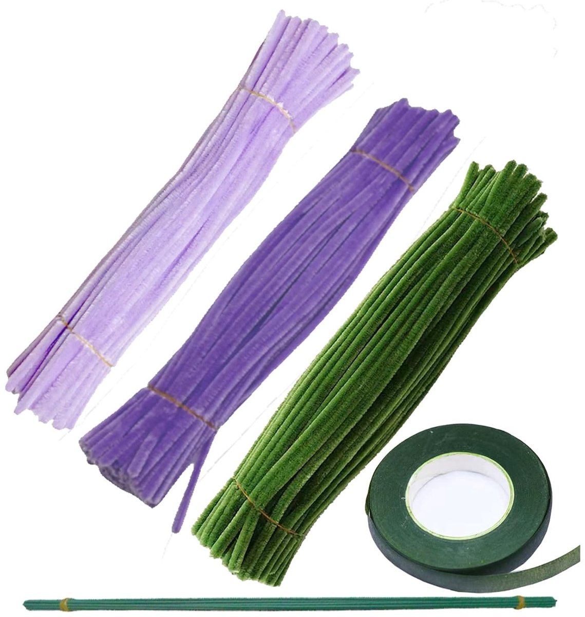 Violet Tulpen Bloemenboeket Set met 321 Stukken in 3 Kleuren voor Creatief Knutselen met Lijm, Bloemendraad en Ribbons