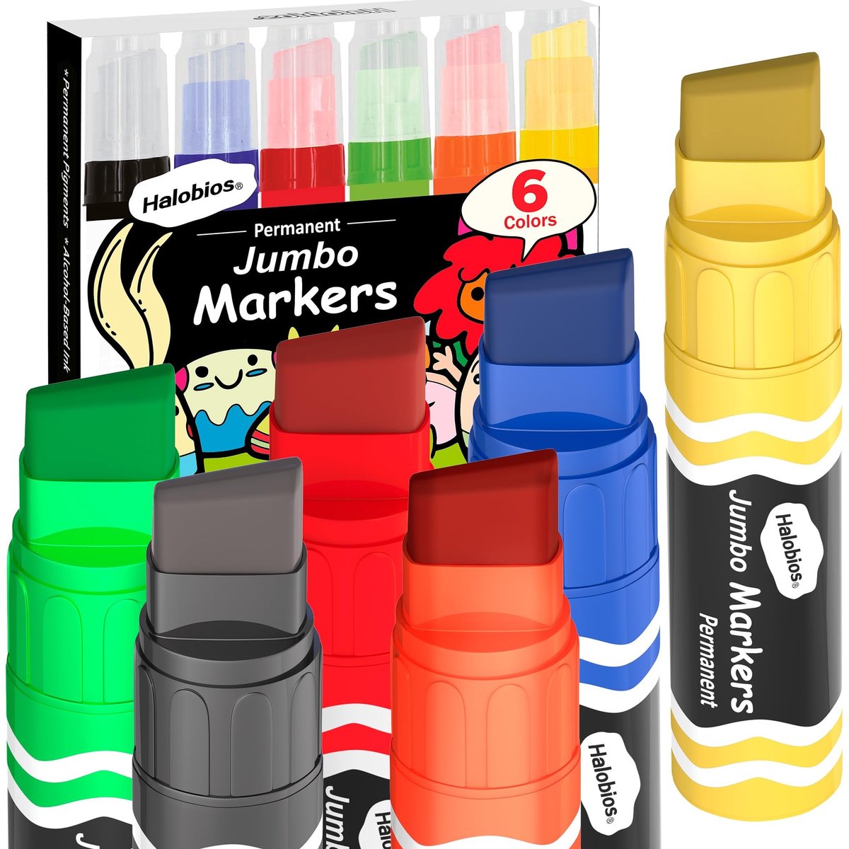 SolidKeus - Jumbo Permanent Markers Set van 6 Stuks