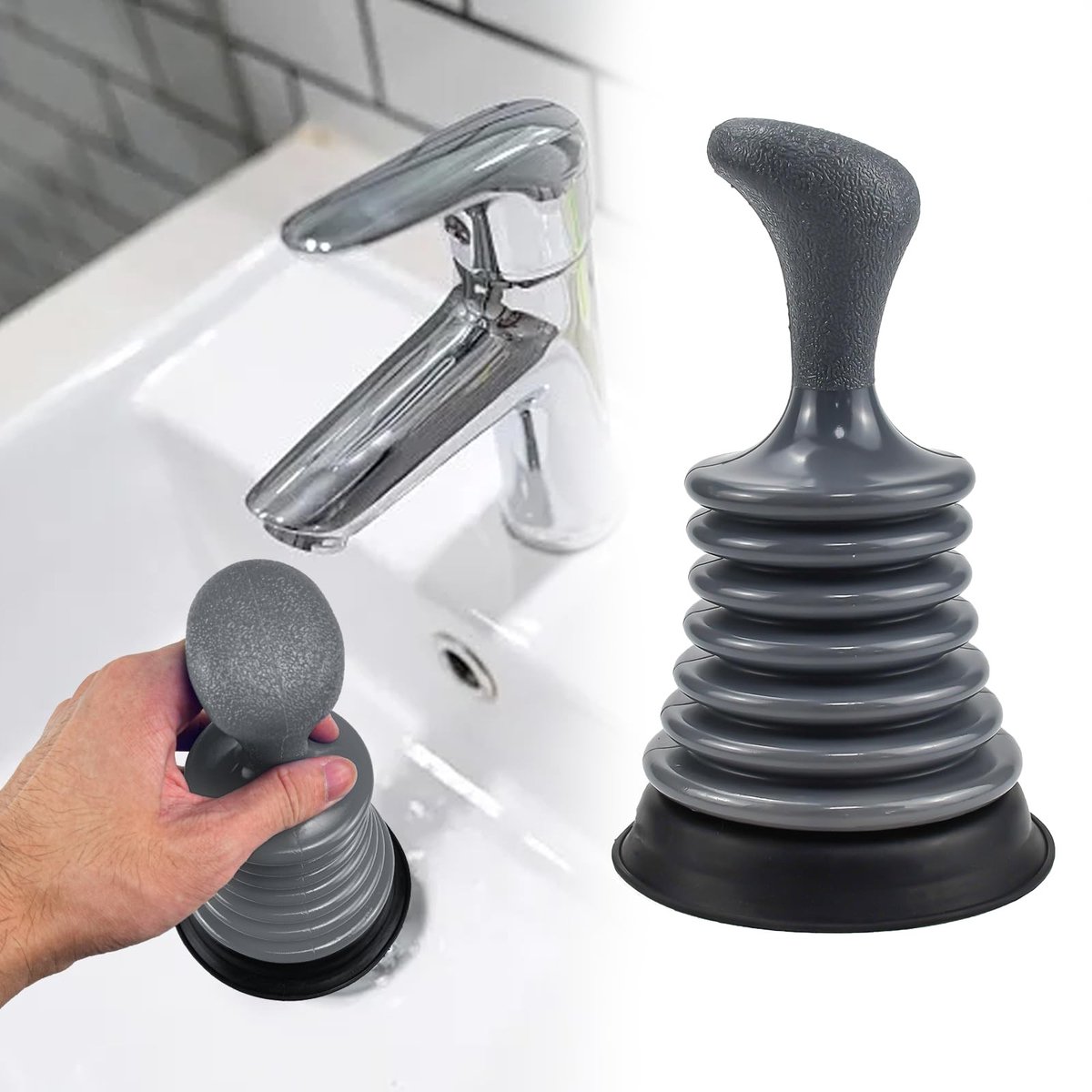 SolidKeus - Kleine Zuigcup Ontstopper 18 cm voor Gootsteen en Toilet
