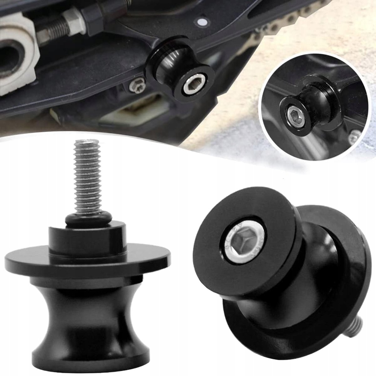 Zwarte Motorfiets Bobbins M10 - Sliders voor Motorstandaard
