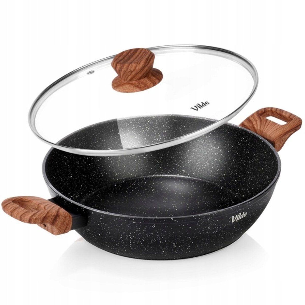 Diepe granieten pan met deksel - 28 cm, 3,5 liter, inductie