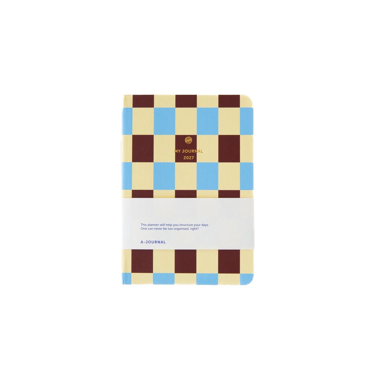 A6 My Journal Agenda 2027 - Checked Blauw Vanille Chocolade
