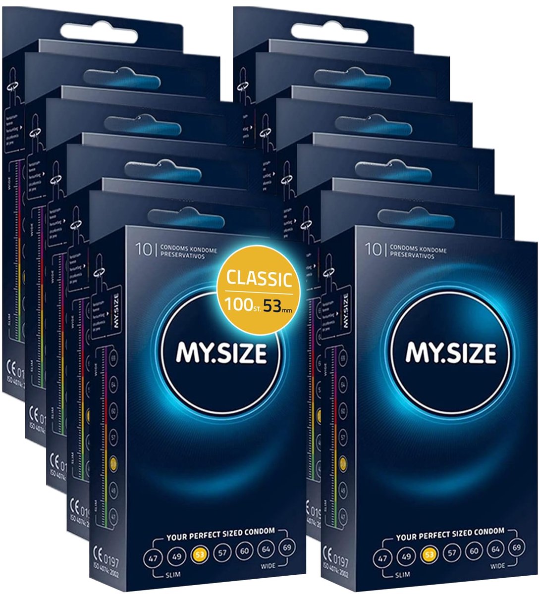 MY.SIZE Classic condooms maat 3 I 53 mm breed I 100 stuks maxi pack I premium condooms extra dun I condooms true to touch gossamer I dunne 0,07 mm wanddikte I condooms veganistisch