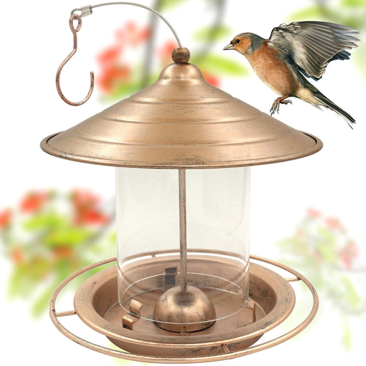 Metalen Vogelvoeder - Vogelvoer Dispenser - Tuinvogels Voeren - Grote Capaciteit - 750 ml - Zwart