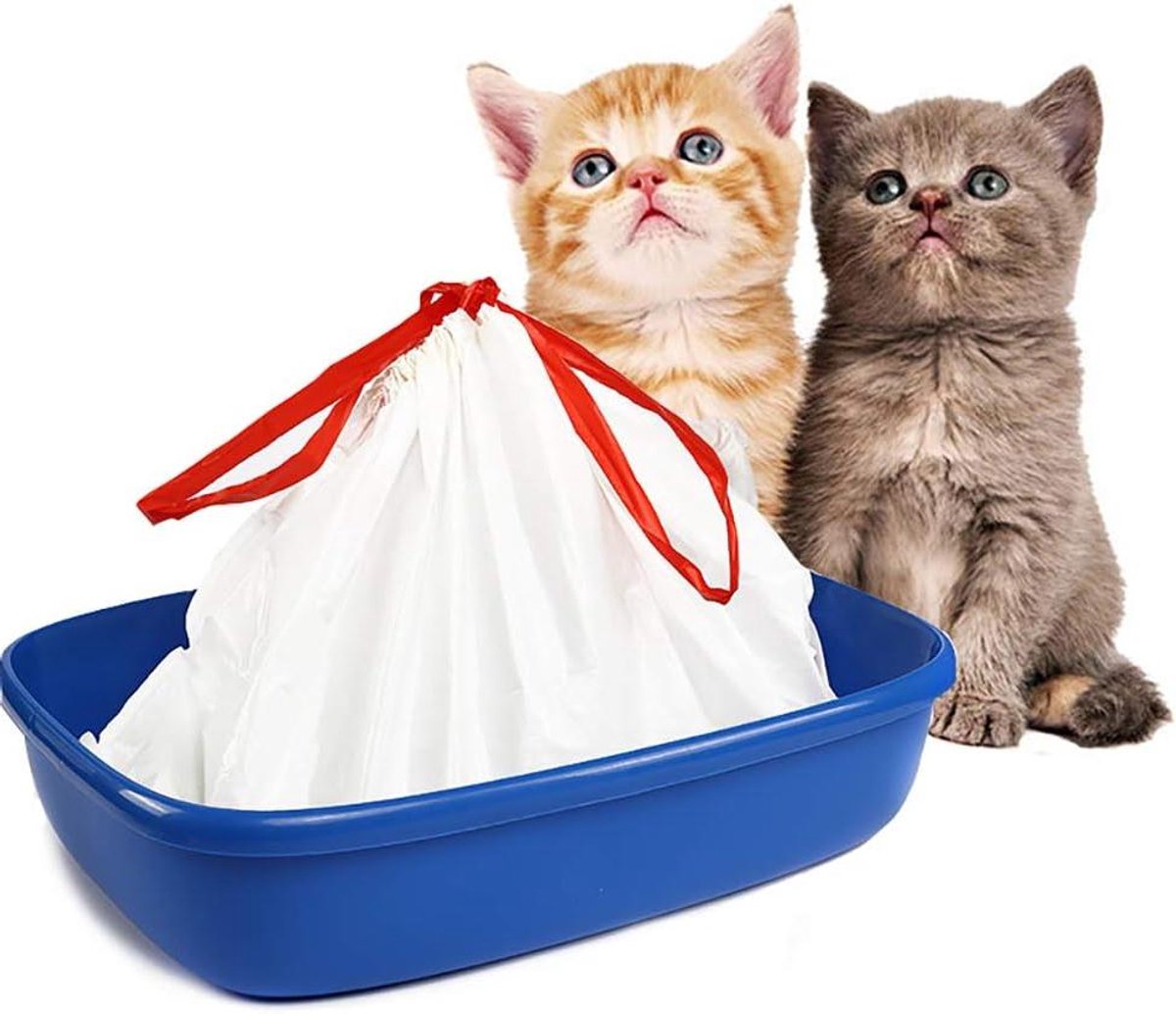 Kattenbakzakken - Liner Zakken - Kattenbak Onderhoud - Met Trekkoord - 10 Stuks - Wit