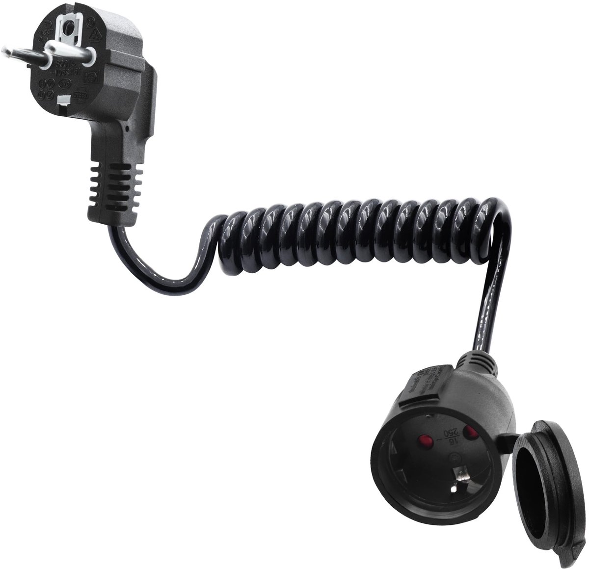 Omgoods - Uittrekbare Spiralenkabel met Schuko Stekker voor Binnen en Buiten