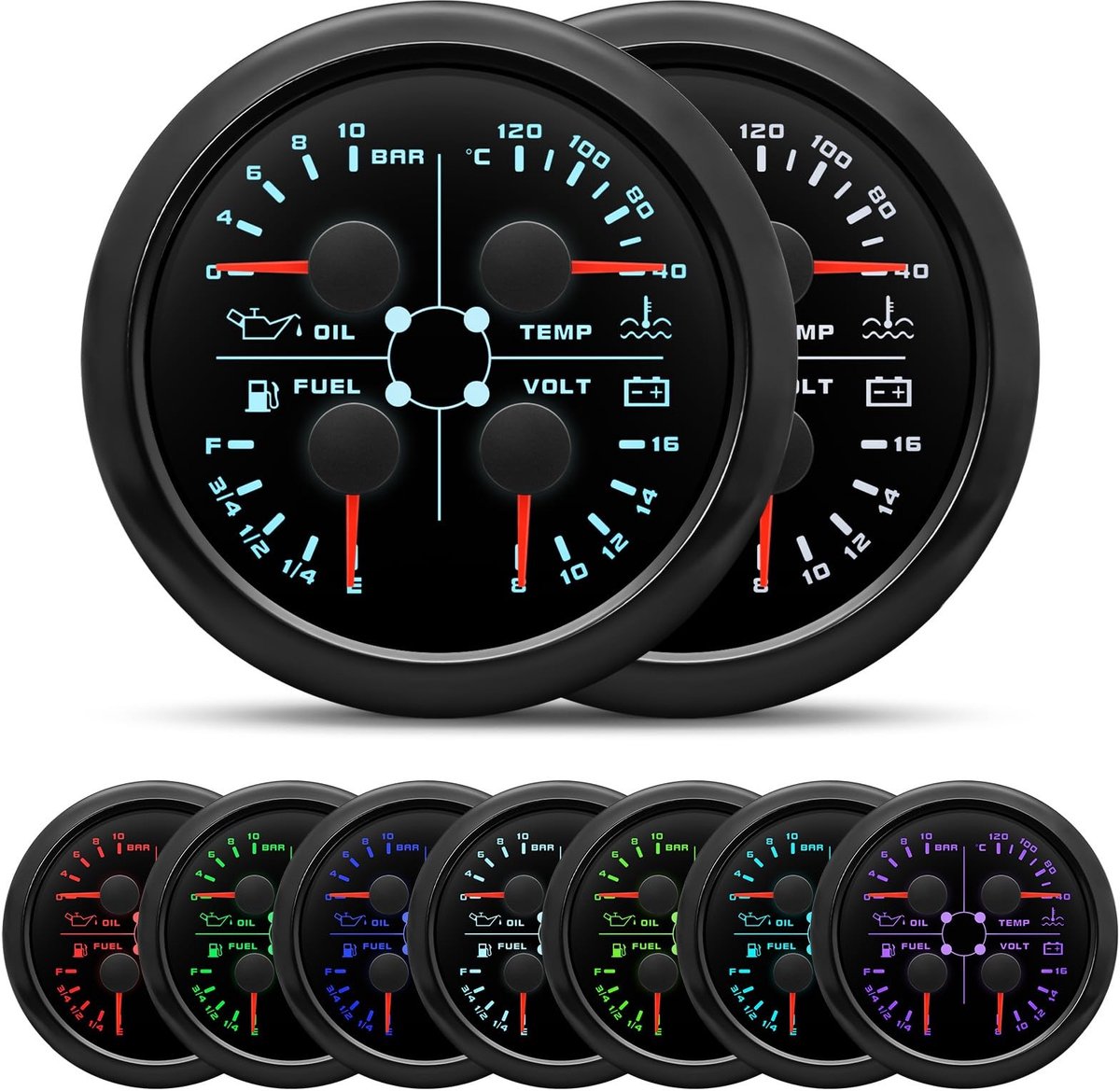 Omgoods - 85mm 4-in-1 Multifunctionele Meter voor Auto's en Motoren