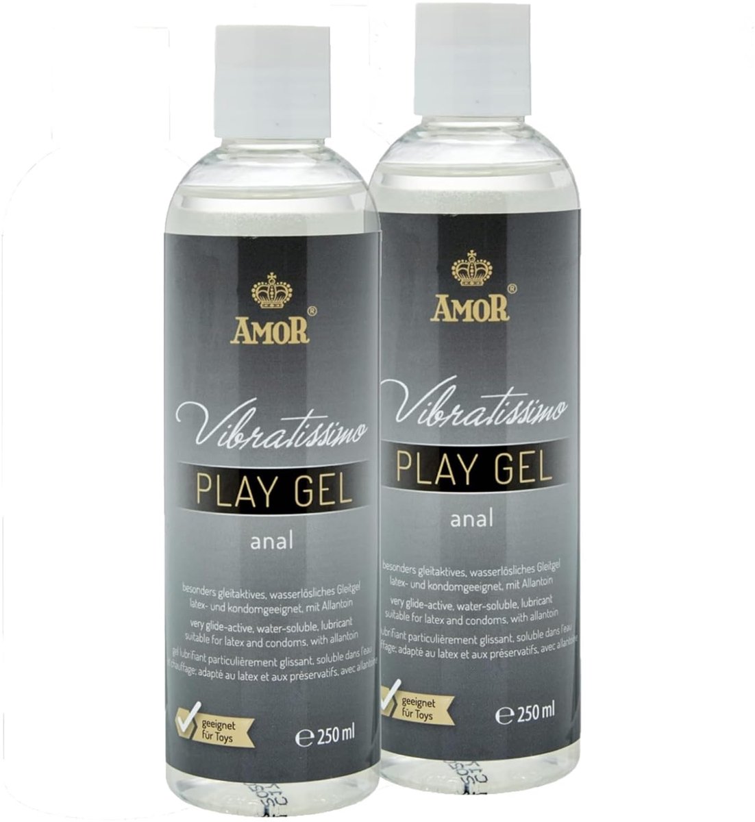 AMOR Vibratissimo® "PlayGel anal” 500ml lubrificante medico a base di acqua, dall’effetto duraturo, dermatologicamente testato, senza olio, parabeni, incolore e inodore