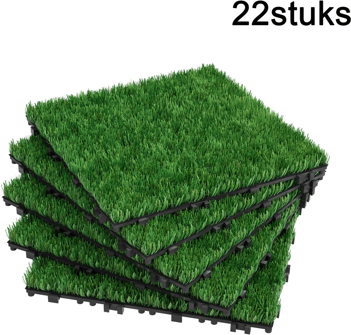 Kunstgras Tegels 30x30 cm – 22 Stuks (2 m²) – Kliktegels – Drainage – Balkon & Terras