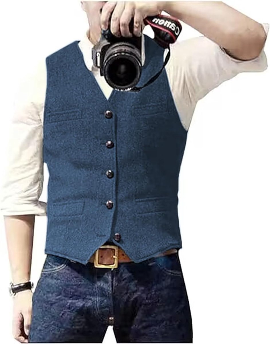 Casual wollen vest met visgraatpatroon voor onder pak, v-hals, tweedvest voor bruiloft, bruidsjonker