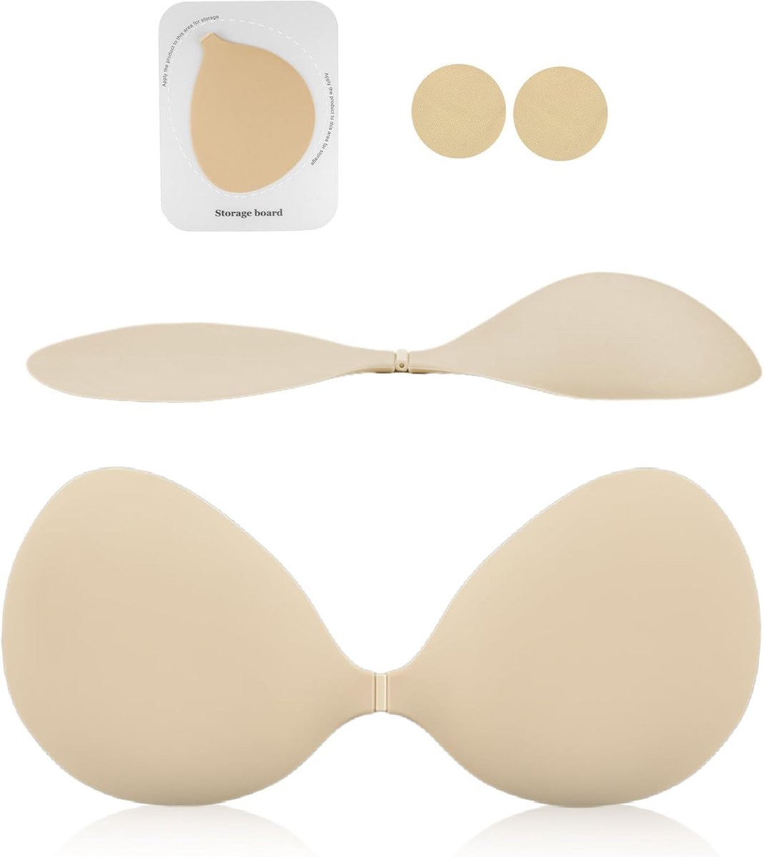 Siliconen beha, strapless beha onzichtbaar en panty, zweetbestendige beha voor strapless jurken met tepelafdekking