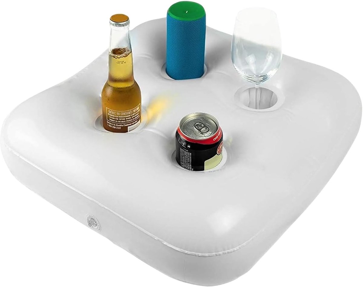 Drijvende set van 4 zwembekerhouders, bekerhouder met 4 gaten, zwembadbekerhouder, opblaasbaar drankhouder