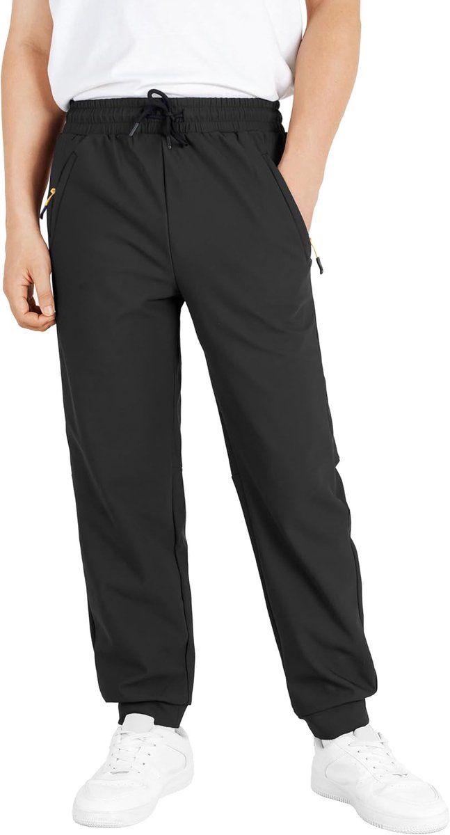 Sportbroek voor jongens, trainingsbroek, sport, joggingbroek, kinderen, stretch, waterdicht, joggingbroek met zakken met ritssluiting
