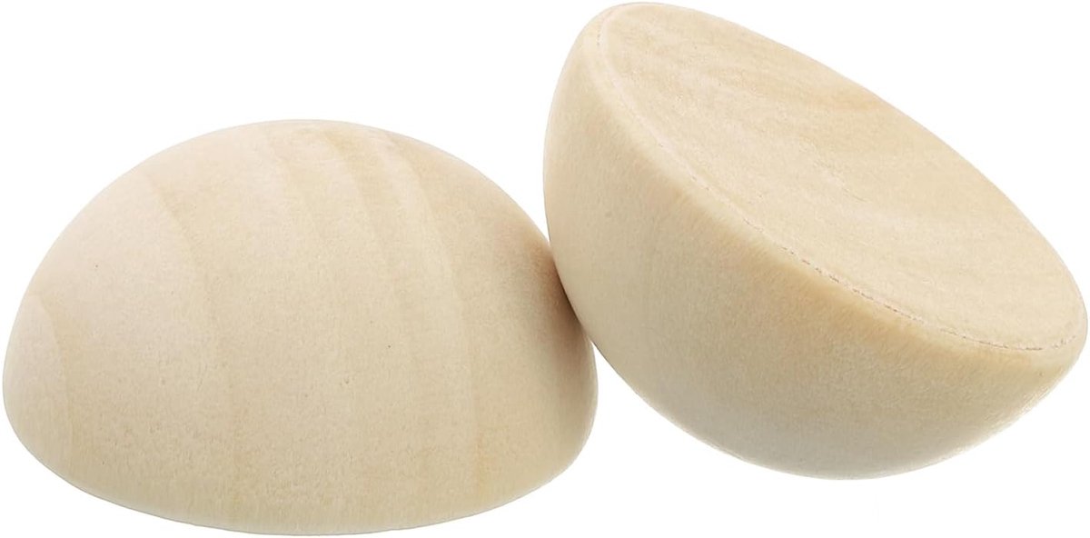 Halve houten kralen (35 mm/1,38 inch) 30 stuks, onafgewerkte natuurlijke ronde houten halfrond ballen ornamenten - voor doe-het-zelf project ambachten woondecoratie