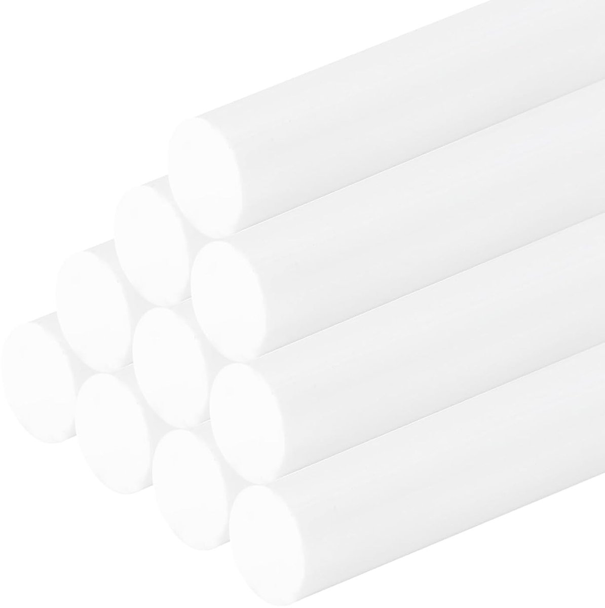 15 stuks witte ronde stangen van kunststof, 8 x 250 mm, ABS-styreen, ronde stang, solide stang, model voor doe-het-zelf speelgoed, bouwarchitectuurmodellen