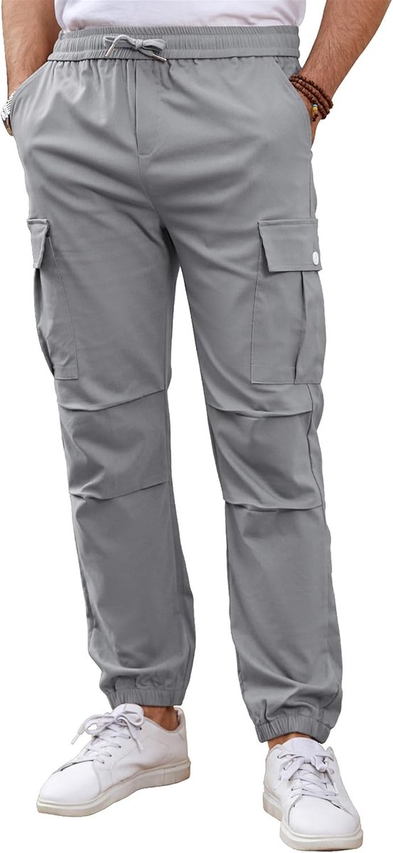 Cargobroek voor heren, joggingbroek, sportbroek met elastische trekkoord, taille, cargobroek, lange joggingbroek voor heren, sweatpants, stretch, met zakken