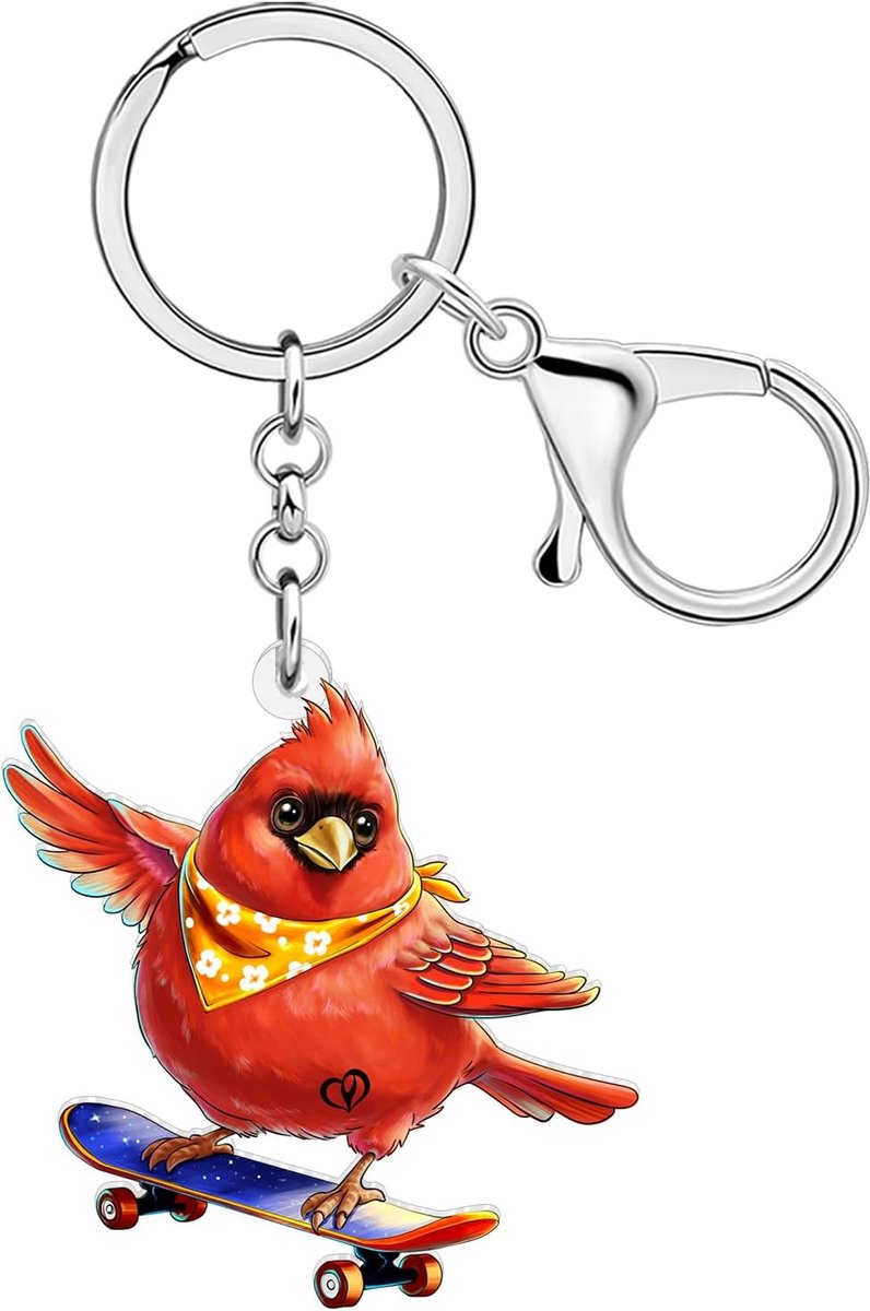 Kardinaal vogel sleutelhanger acryl dieren sleutelhanger hanger rood kardinaal geschenken voor vogelliefhebbers dames natuur liefhebbers