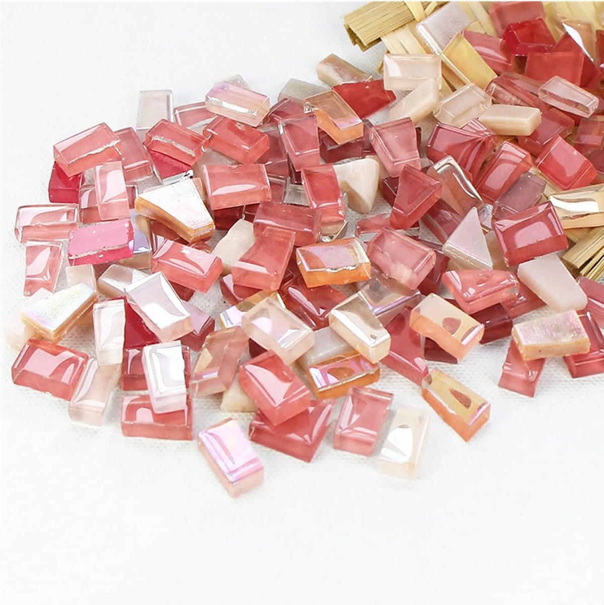 500 g onregelmatige kristal mozaïek tegels, kleine mozaïek tegel DIY hobby's kinderen handgemaakte Crystal Craft voor ambachten Bulk DIY fotolijsten handgemaakte sieraden Coaster (roze serie)