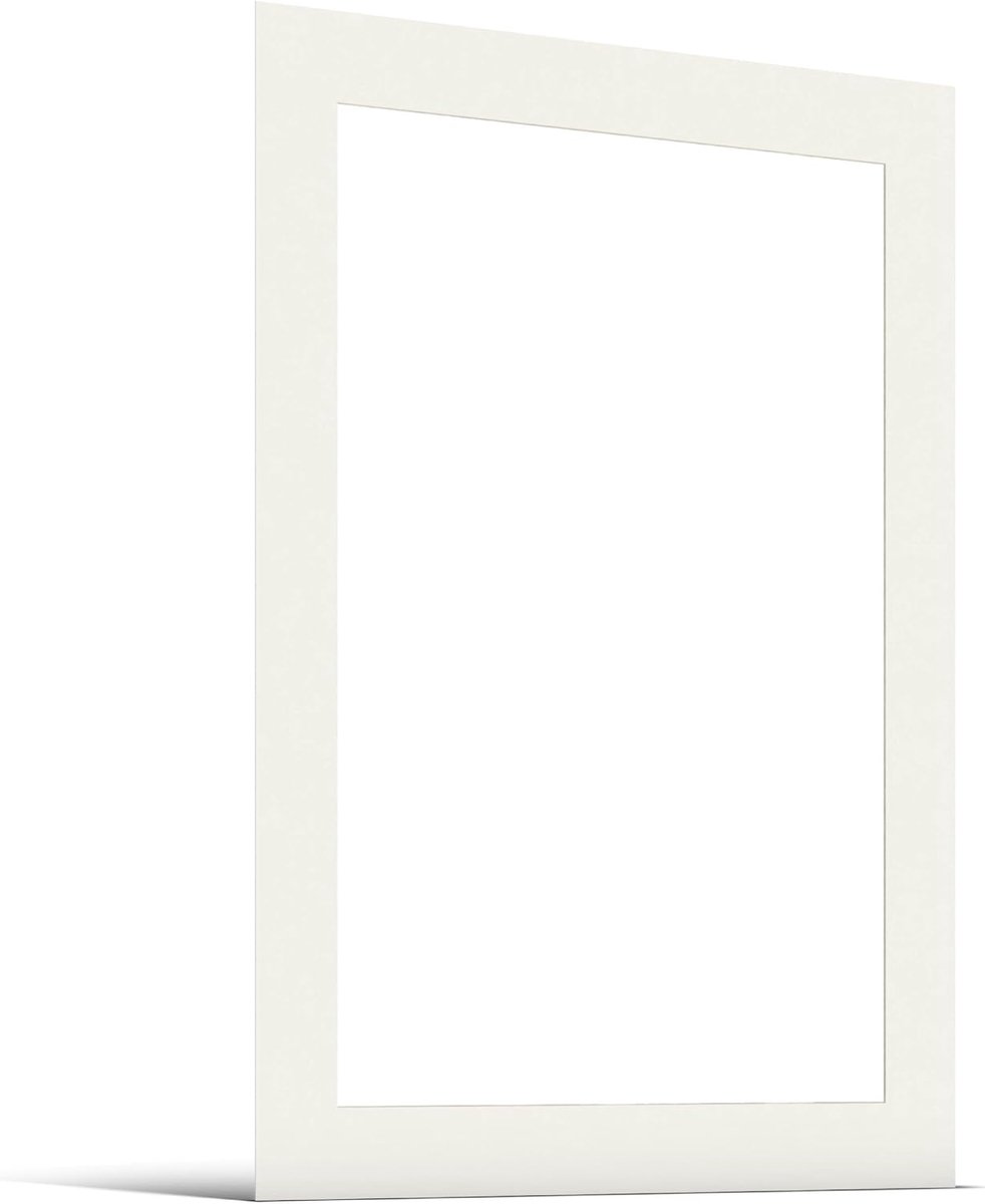 Passe-partout 50x70 cm Buitenafmetingen - Voor Fotoformaat A2 (42 x 59,4 cm) - Dikte 1,5 mm - Kleur Crème Wit | Voor fotolijst 50 x 70 cm, fotoformaat DIN A2 (42 x 59,4 cm), schuine snede, 1,5 mm karton