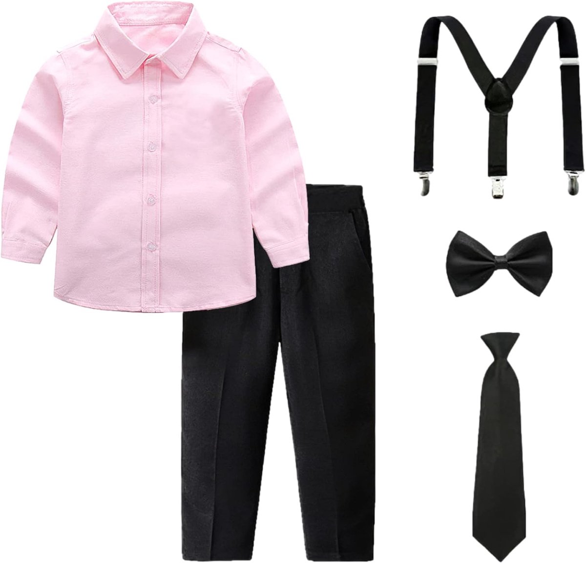 Amropi Jongensset kleding korte mouwen vlinderdas shirts bretels broek