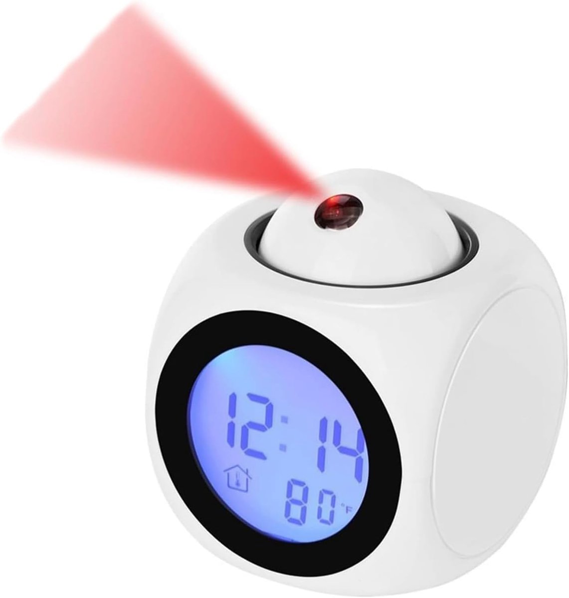 Wekker, LED Digitale Klok met Creatieve Projectie, Ochtendwekkers met Tijd- en Temperatuurscherm, Kalender (Wit)