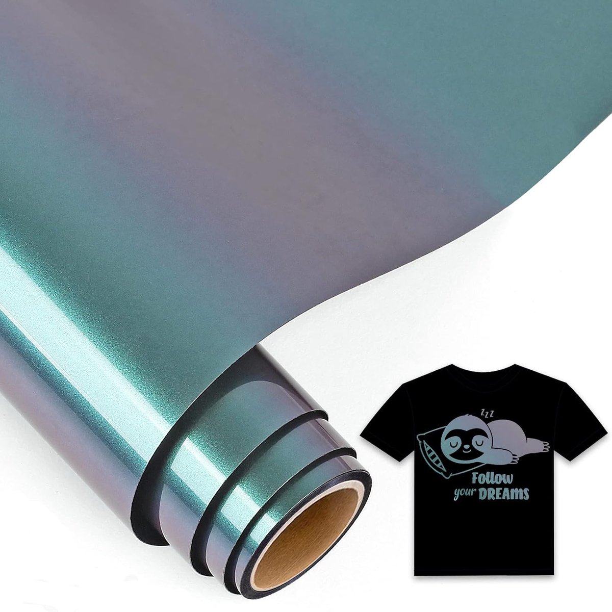 5Ft Chameleon Plotter Film Textiel Brons tot Paars - Flex Film en Textiel voor Cricut Maker, Silhouet, Kleding, Hoeden, Broeken, Andere Stoffen