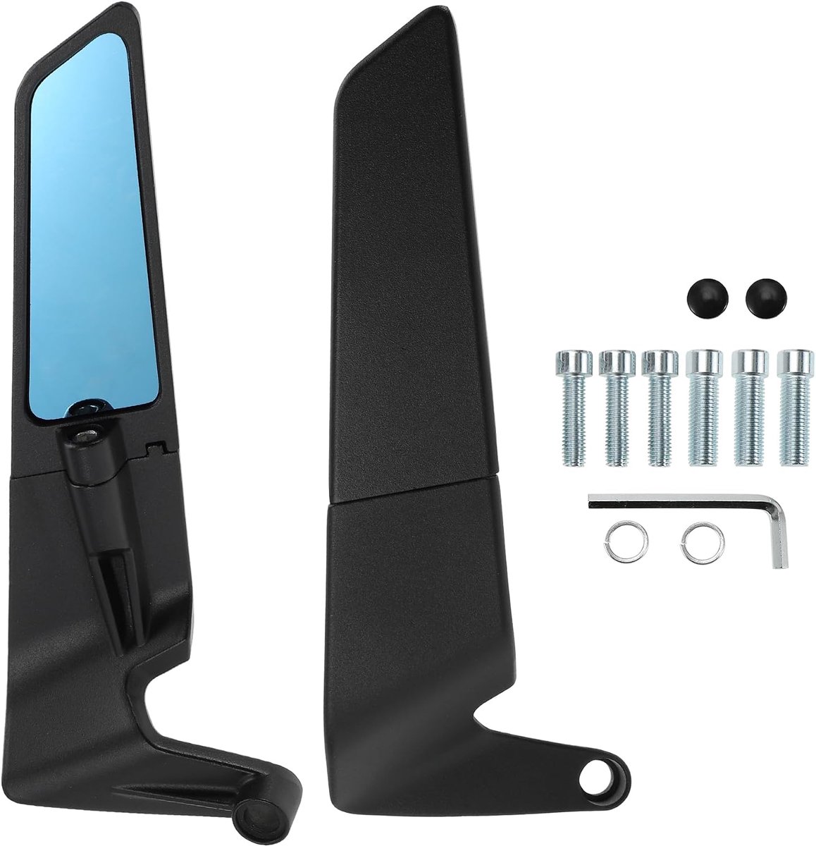 1Set Motorfiets Buitenspiegels Stuurspiegels Universeel Verstelbaar Aluminiumlegering Zwart M8/M10 Veelhoekige Vorm