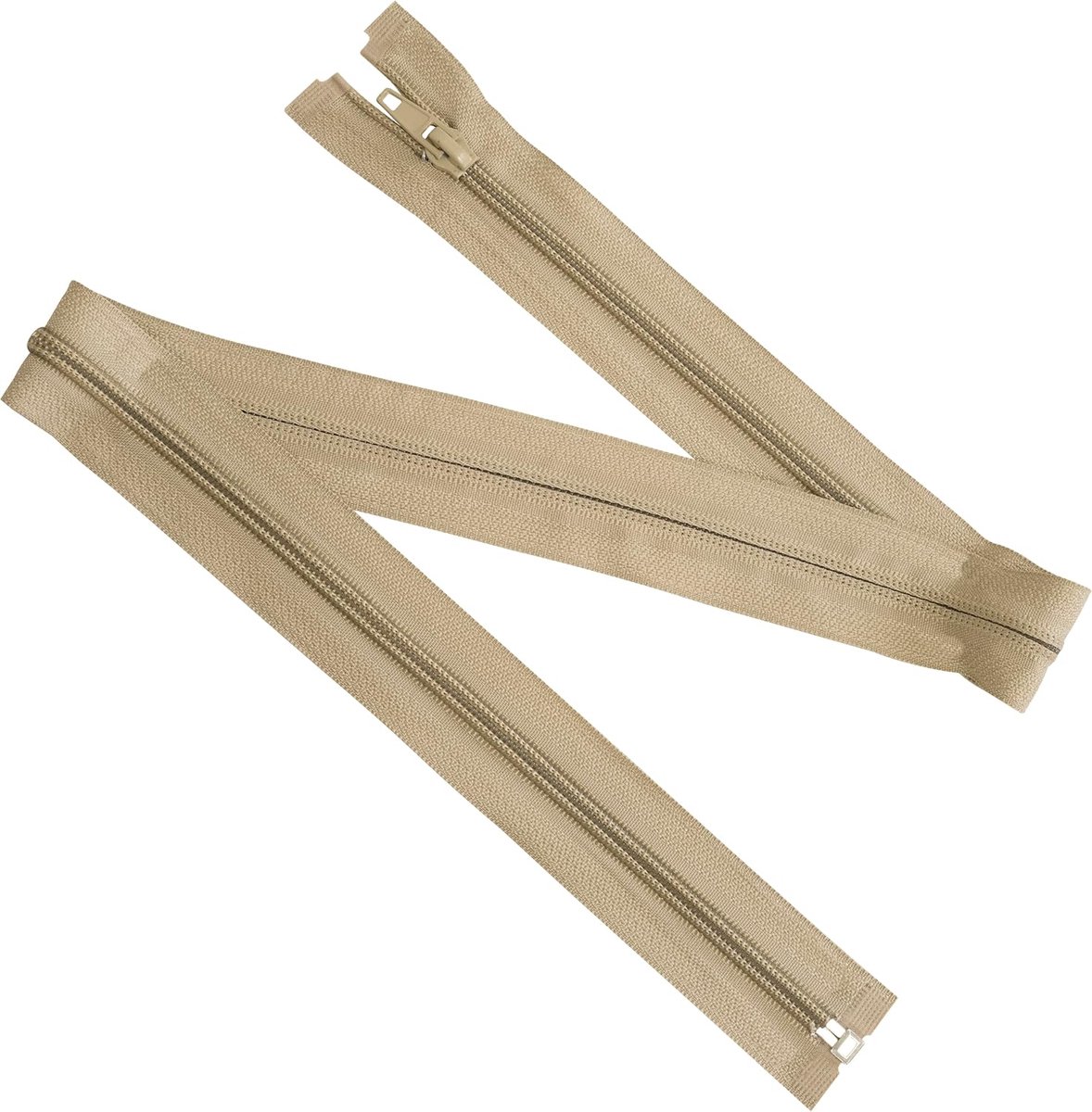 - Set van 8 spiraalritsen N°5 65 cm deelbaar met schuiver - van metaal nylon polyester - kleur beige - naaiwerk DIY textielcreaties