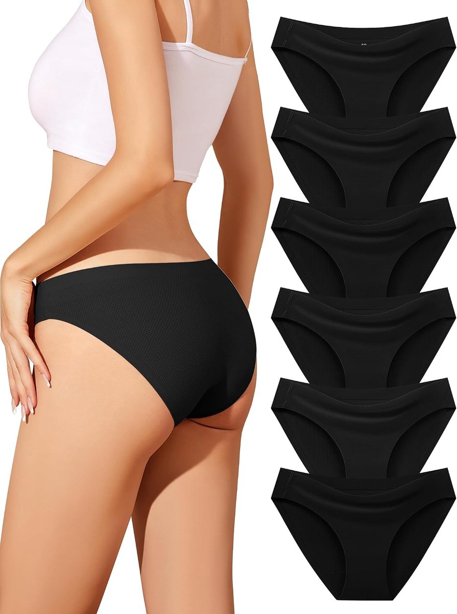 Culotte voor Dames zonder Naad, Ademend Ondergoed Slipjes met Lage Taille, Comfortabele Elastische Bikini-Broekjes in Multiset van 6