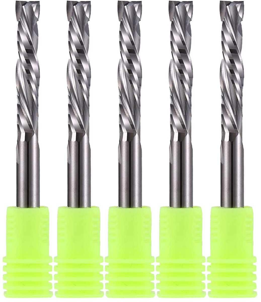 5 stuks hardmetalen compressiefrees Up&Down 2 fluiten schachtfrees 6 mm schacht met 6 mm (0,236 inch) snijdiameter, 32 mm (1,26 inch) snijlengte voor CNC-freesmachine