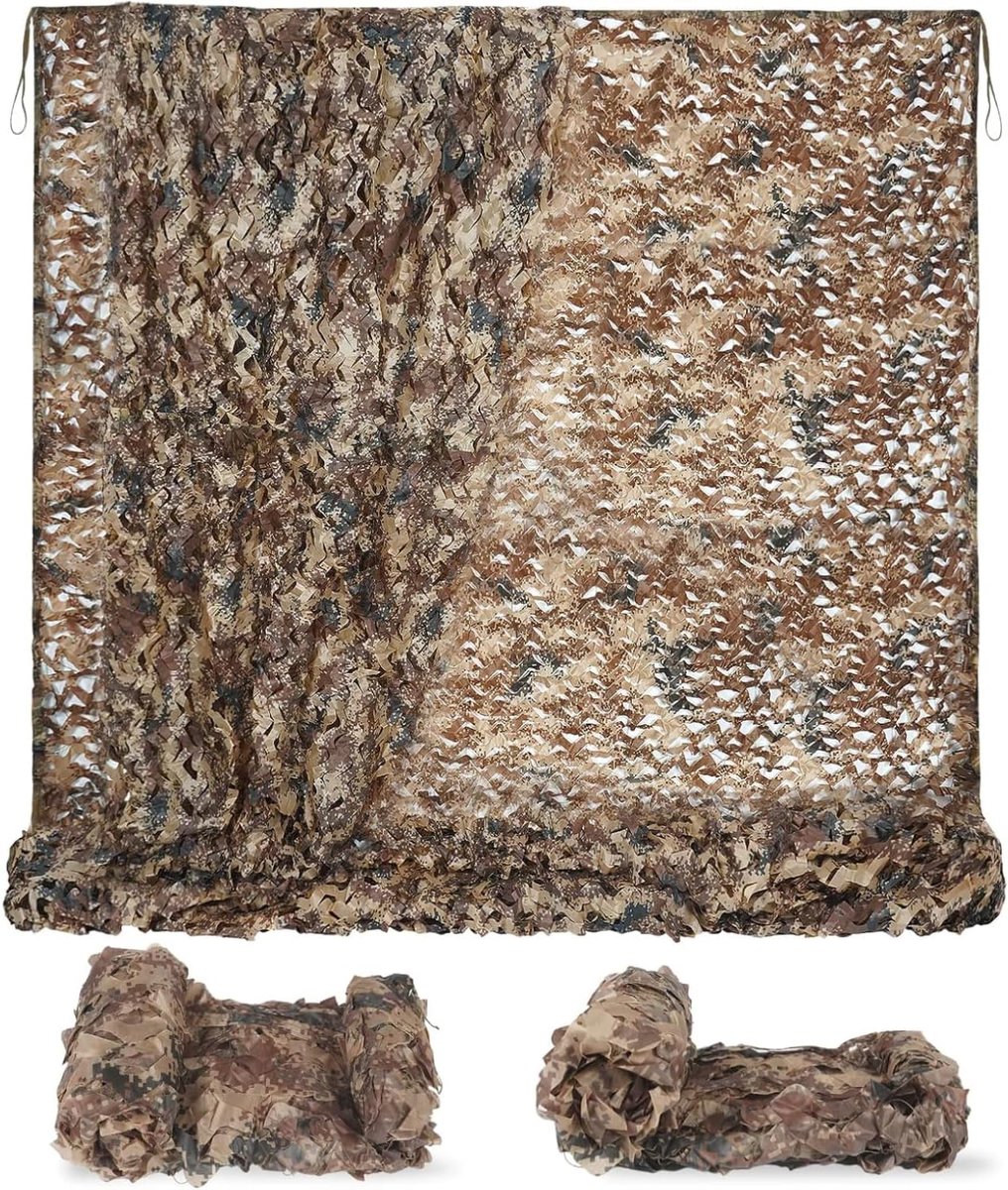 Camouflagenet, 5 x 5 m, camouflagenet, zonwering, camouflagenet voor jacht, camping, bos, tuin en andere scènes, militair camouflagenet, decoratief CS-camouflagenet voor buiten