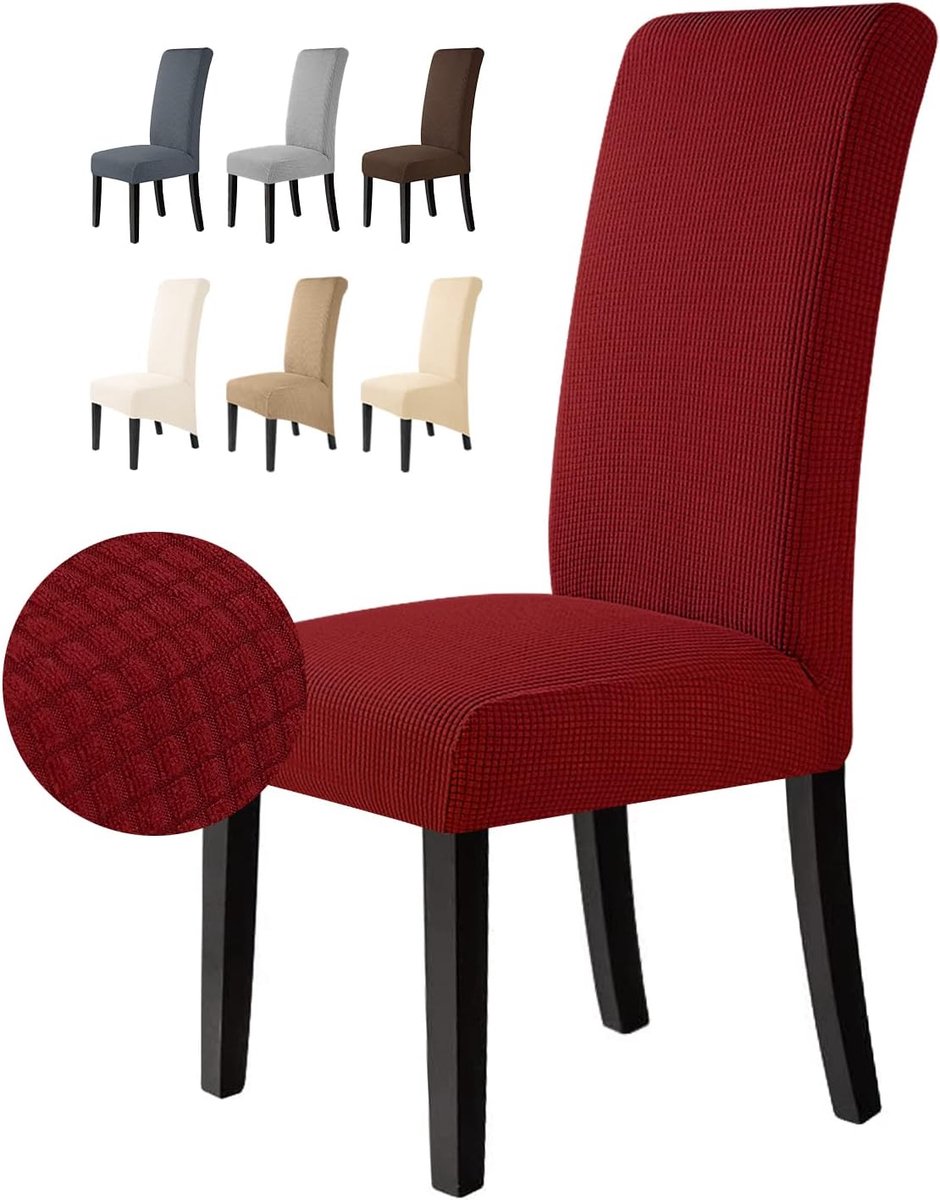 Eetstoelhoezen Stoelhoezen voor Eetkamerstoel Verwijderbare Wasbare Stoelhoezen voor thuis, restaurant, hotel Decor (4 Stuks, Bordeaux)-M