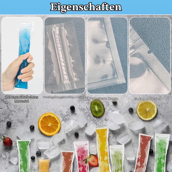 Waterijs zakken 200 stuks 28x5,5 cm Grote zakken voor het maken van waterijs — afbeelding 4