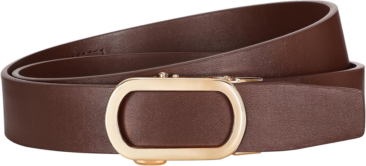 Ratelriem voor dames, 3,1 cm breed, automatische leren riem voor jeansbroeken met gouden schuifgesp