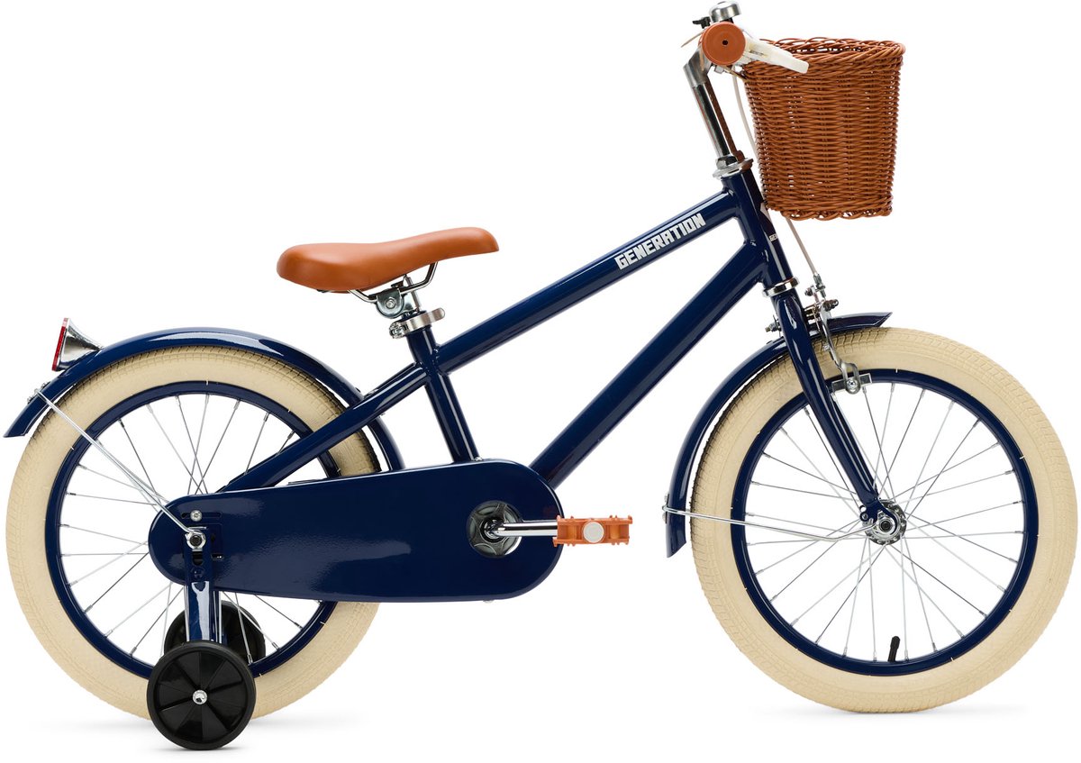 Generation Retro 16 inch Blauw – Kinderfiets met Mandje