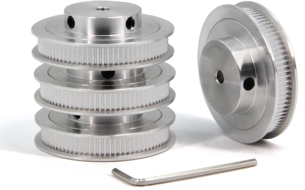 2GT katrol 80 tanden 5 mm boring 80T distributieriem synchrone katrol aluminium wiel voor 6 mm breedte 3D-printer onderdelen, 4 stuks/partij (maat: 80T-5 mm boring)
