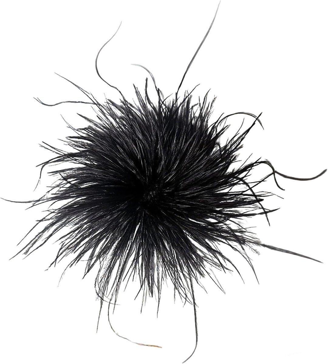 Zwarte boeketveer, doe-het-zelf broche voor kleding en haaraccessoires, vintage boho-stijl voor dames, bruid, bruiloft, feest, carnaval, hoed, fascinator, decoratie