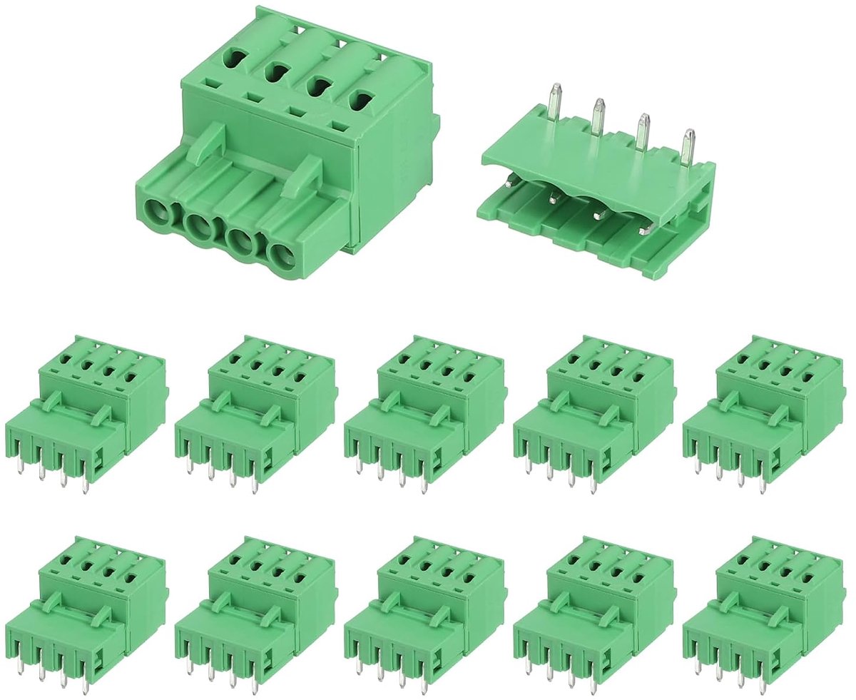 15 sets met schroefklemmen, voor printplaatmontage, 4-polig, 5,08 mm, zonder solderen, 2EDGKD, stekker en bus, voor 28-10 AWG