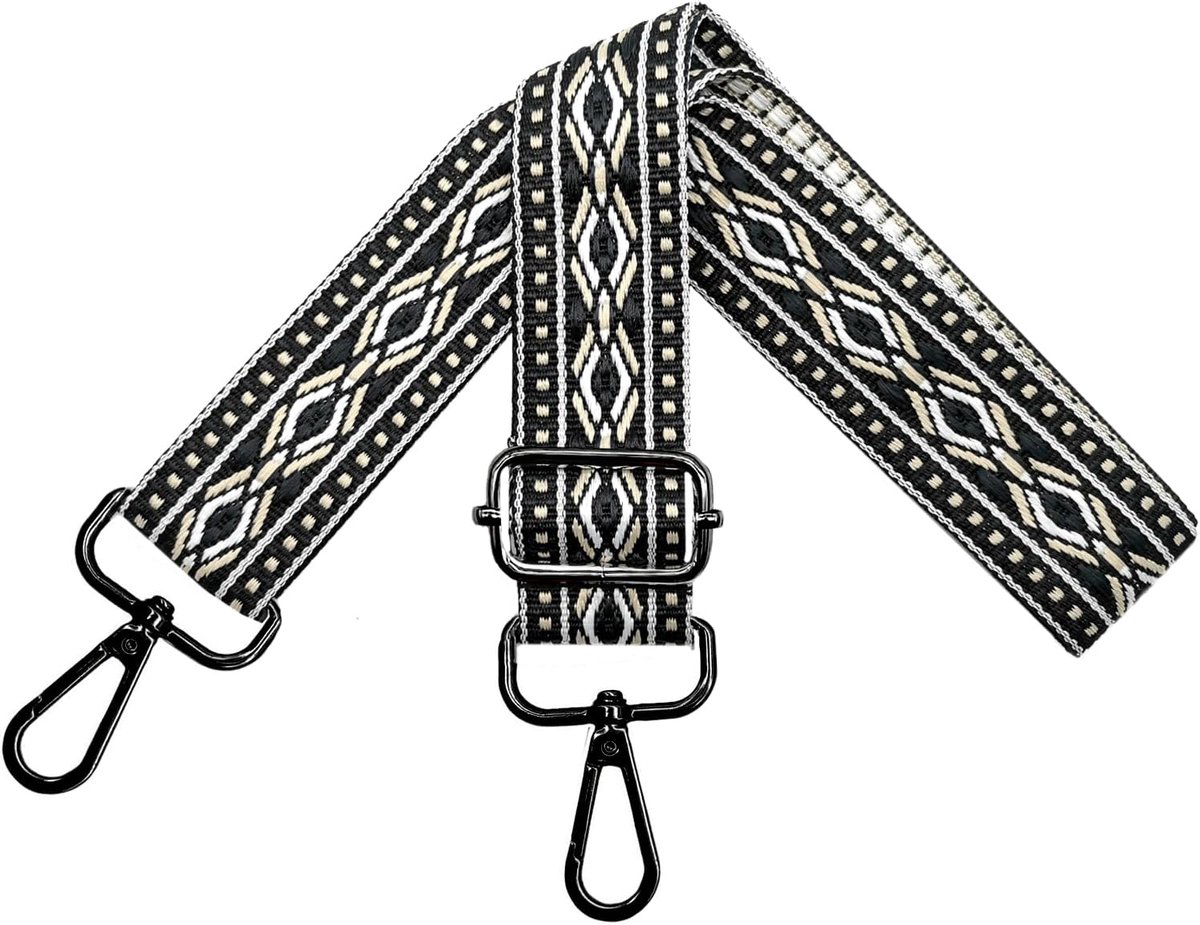 Schouderriem voor tassen, draagriem voor dames, tasriem om te wisselen, tasriem breed 3,8 cm met zilveren karabijnhaak, schouderriem voor schoudertas, handtassen, kleurrijk, N
