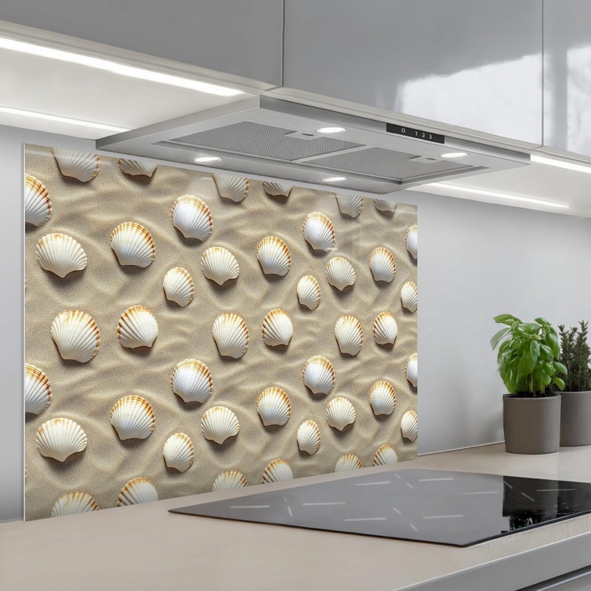 Keukenachterwand 55x80 cm zelfklevend keuken decoratie accessories home kitchen spatscherm Schelpen - Zand - Maritiem