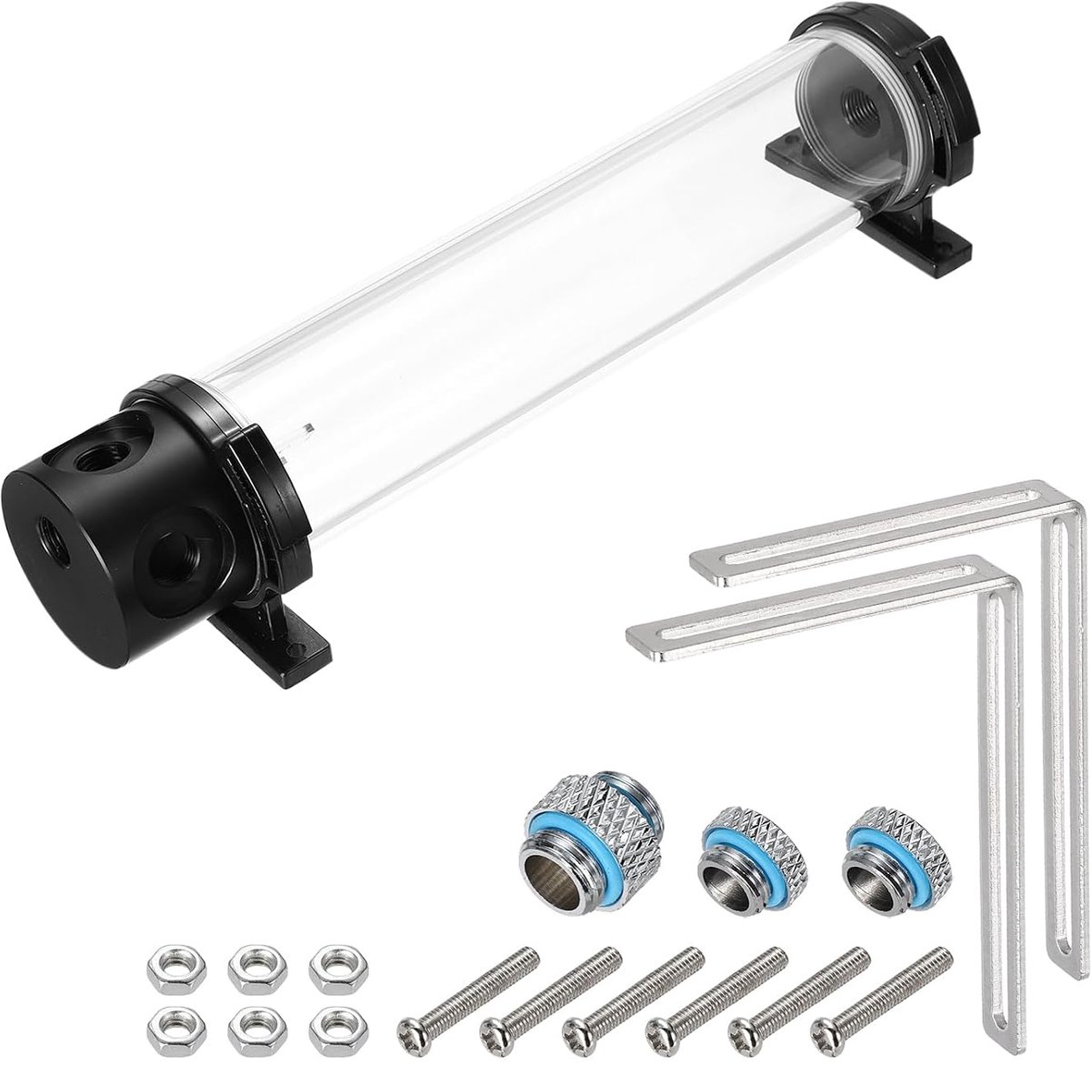 Waterkoeltank met schroefdraad G1/4 50 mm x 240 mm cilindrische warmtewisselaar kit koeler waterkoeltank 1 ingang 3 uitgangen voor pc