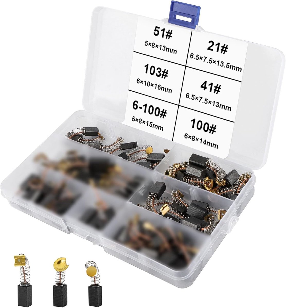 60 stuks koolborstels motor koolborstels voor gereedschap | UYUYong Elektrische reservemotor voor universeel elektrisch gereedschap, 6 maten