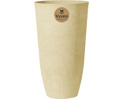 Vyveo - Bloempot Tower - 31x52 - Beige (Retro) - Bloempot voor binnen en buiten - Lichtgewicht - Breukbestendig - Vorstbestendig - UV-bestendig