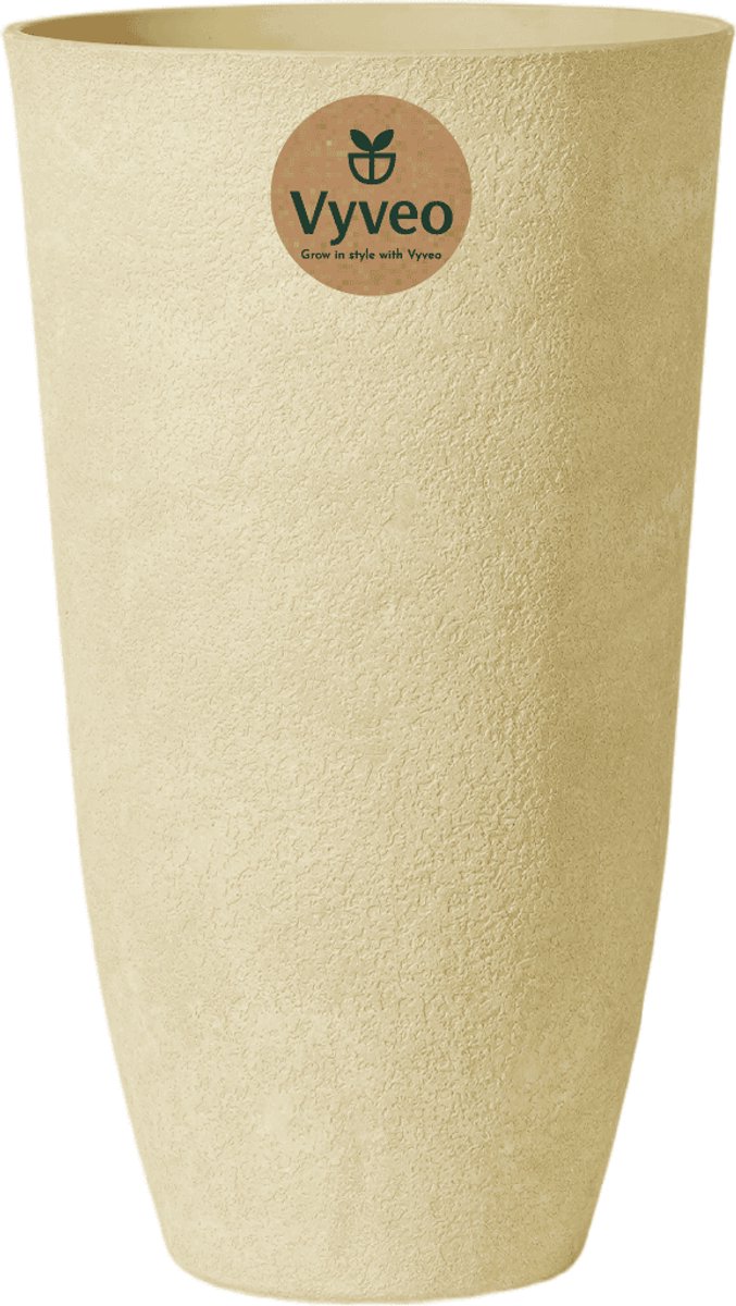Vyveo - Bloempot Tower - 31x52 - Beige (Retro) - Bloempot voor binnen en buiten - Lichtgewicht - Breukbestendig - Vorstbestendig - UV-bestendig